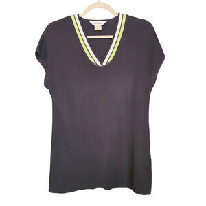 Exclusively Misook Black V-Neck Tunic Top Size Small